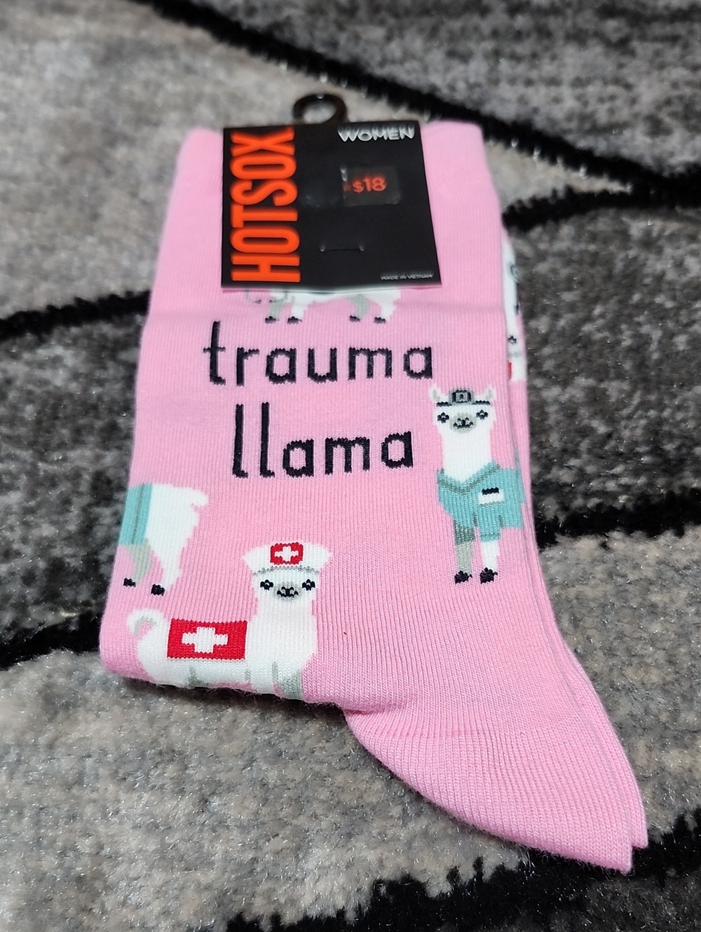 HOT SOX PINK "TRAUMA LLAMA" 1ST RESPONDER GRAPHIC CREW SOCK